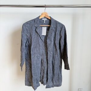 NWT Hinson Wu “Haley” Linen Open Front Jacket with Pockets in Graphite Sz 8
